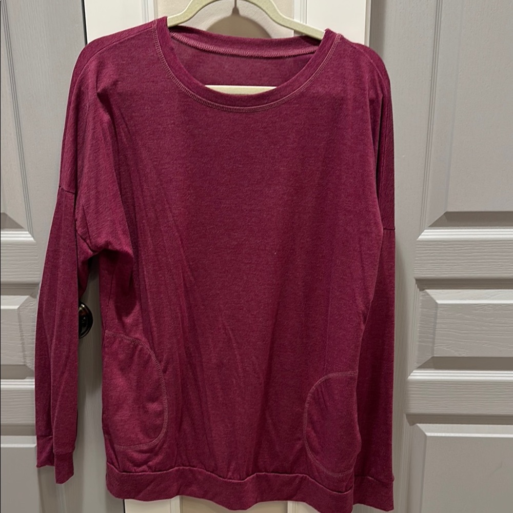 Stylish Burgundy Long Sleeve Casual Top Tunic